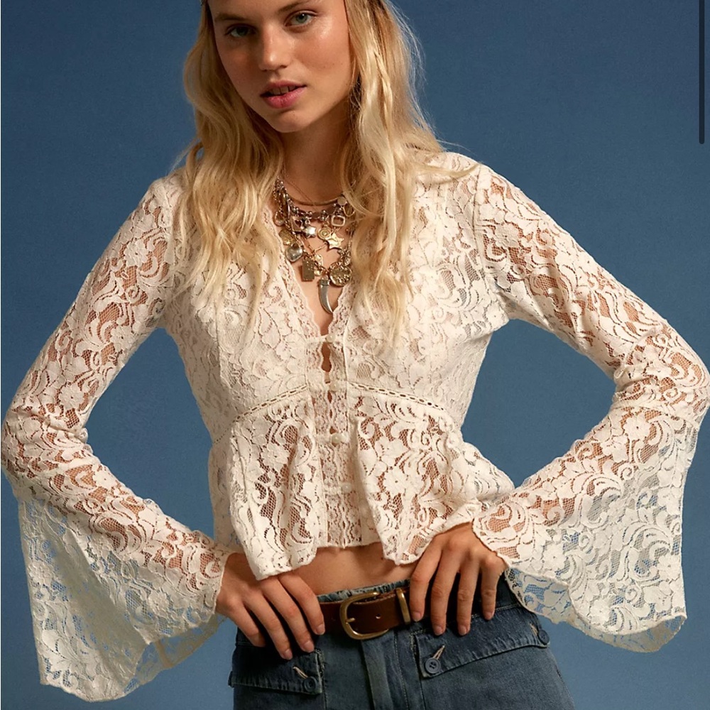 NWT Free People Whispering Love Top in Tofu size XS - Picture 3 of 6